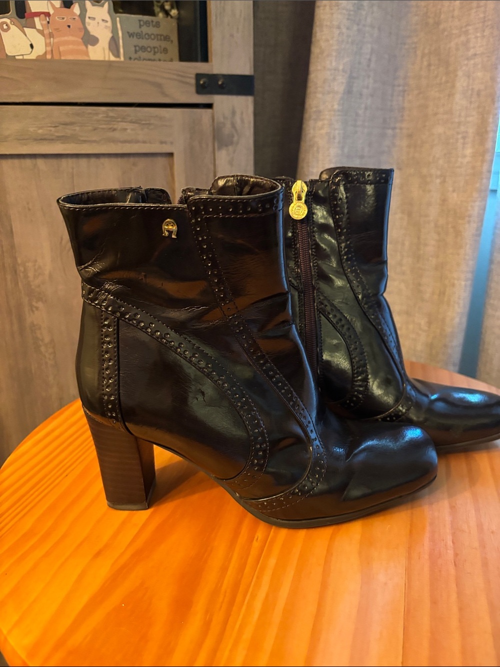 Women's Dark Chocolate Leather High-Heel Ankle Boots
